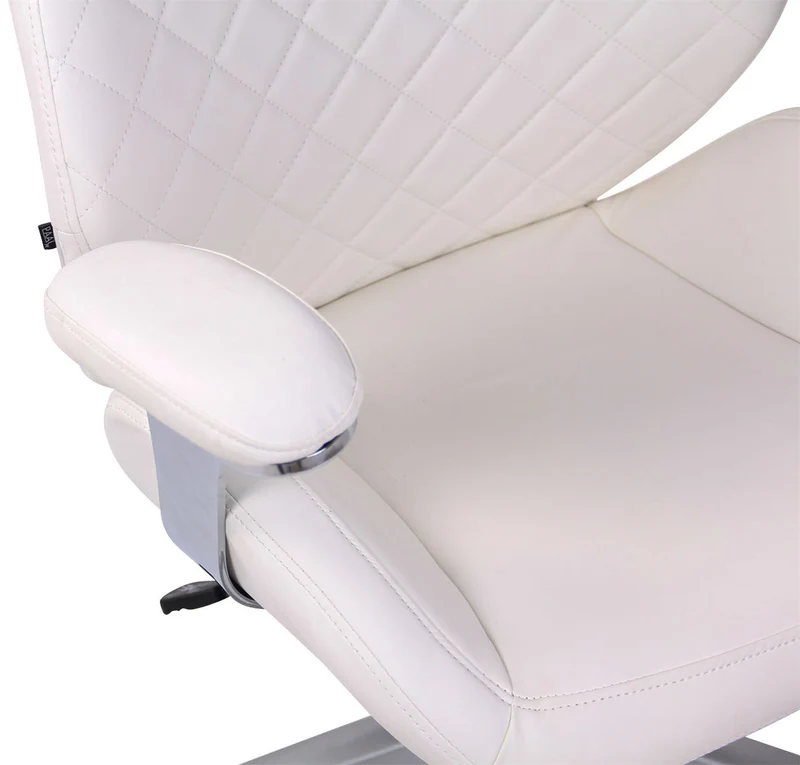 Fauteuil de bureau dossier légèrement courbé réglable en hauteur et pivotant en PVC blanc 10_0002523