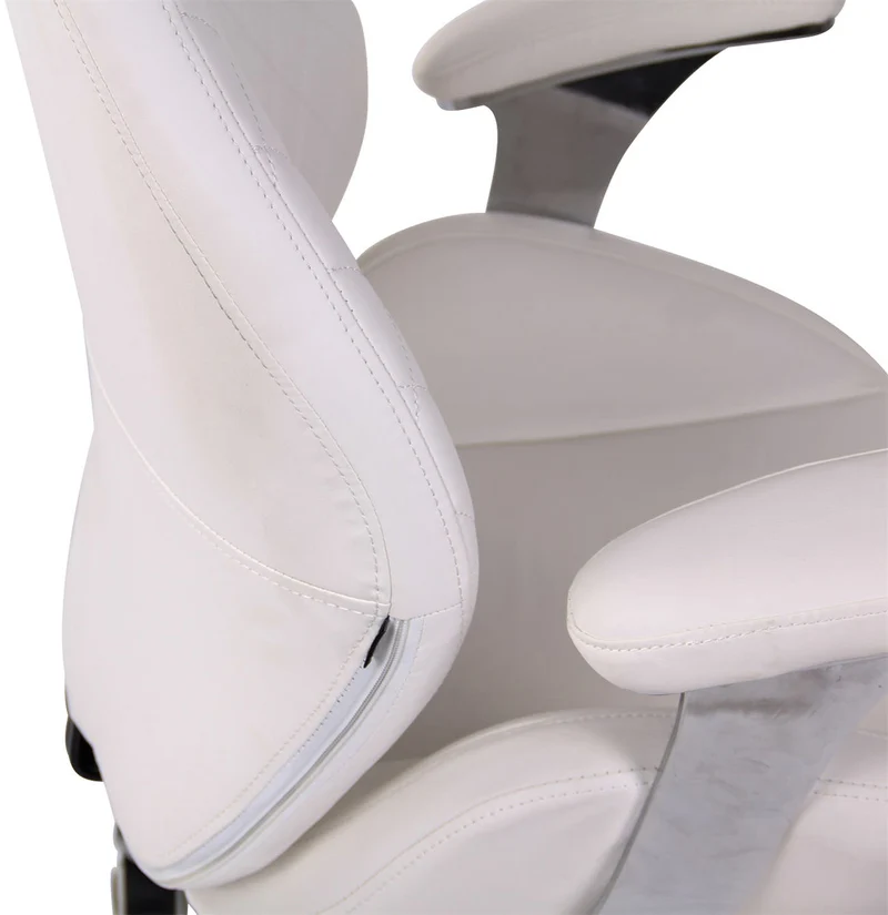 Fauteuil de bureau dossier légèrement courbé réglable en hauteur et pivotant en PVC blanc 10_0002523