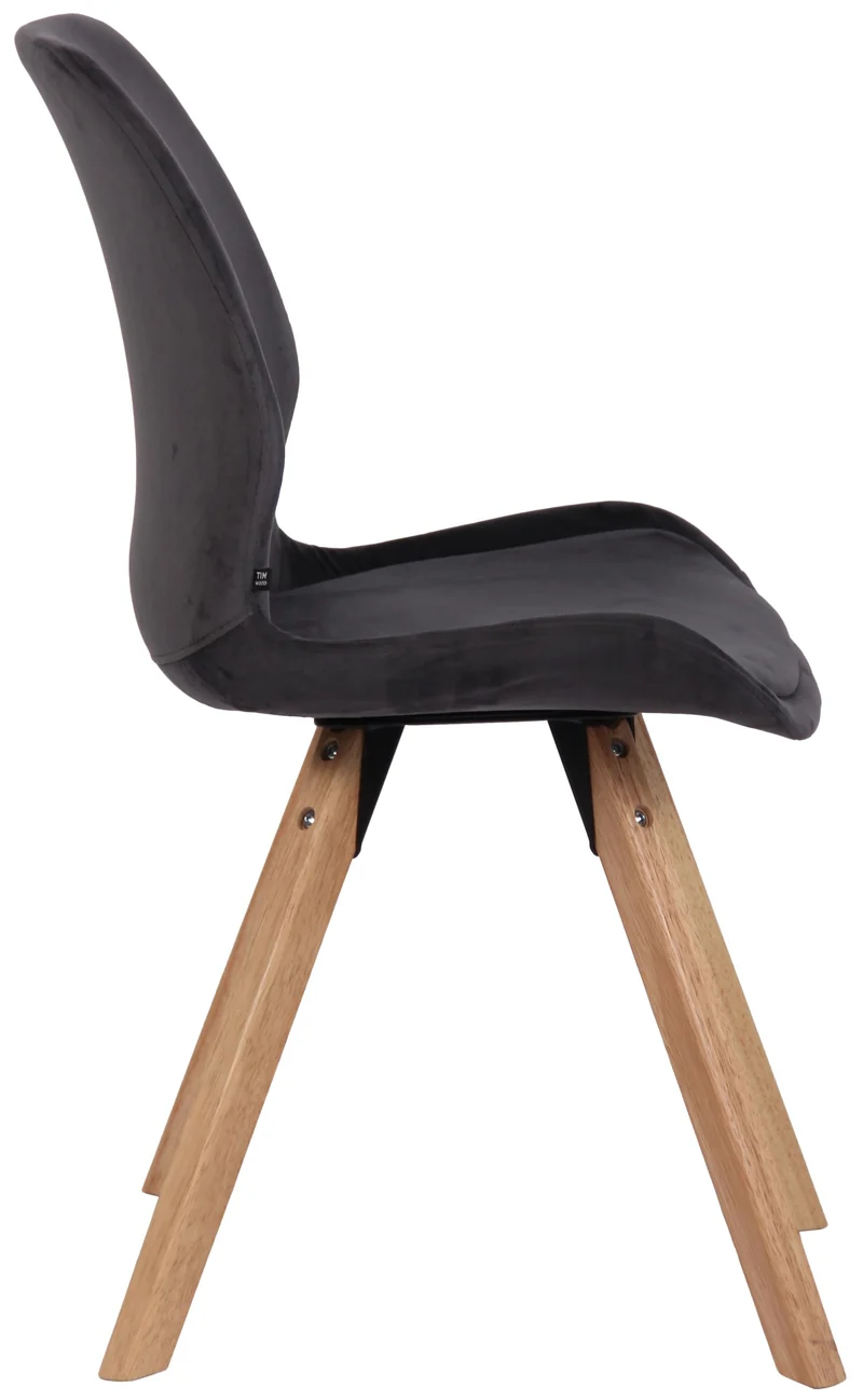 Chaise de salle à manger x1 style scandinave en tissu velours gris foncé 10_0002309