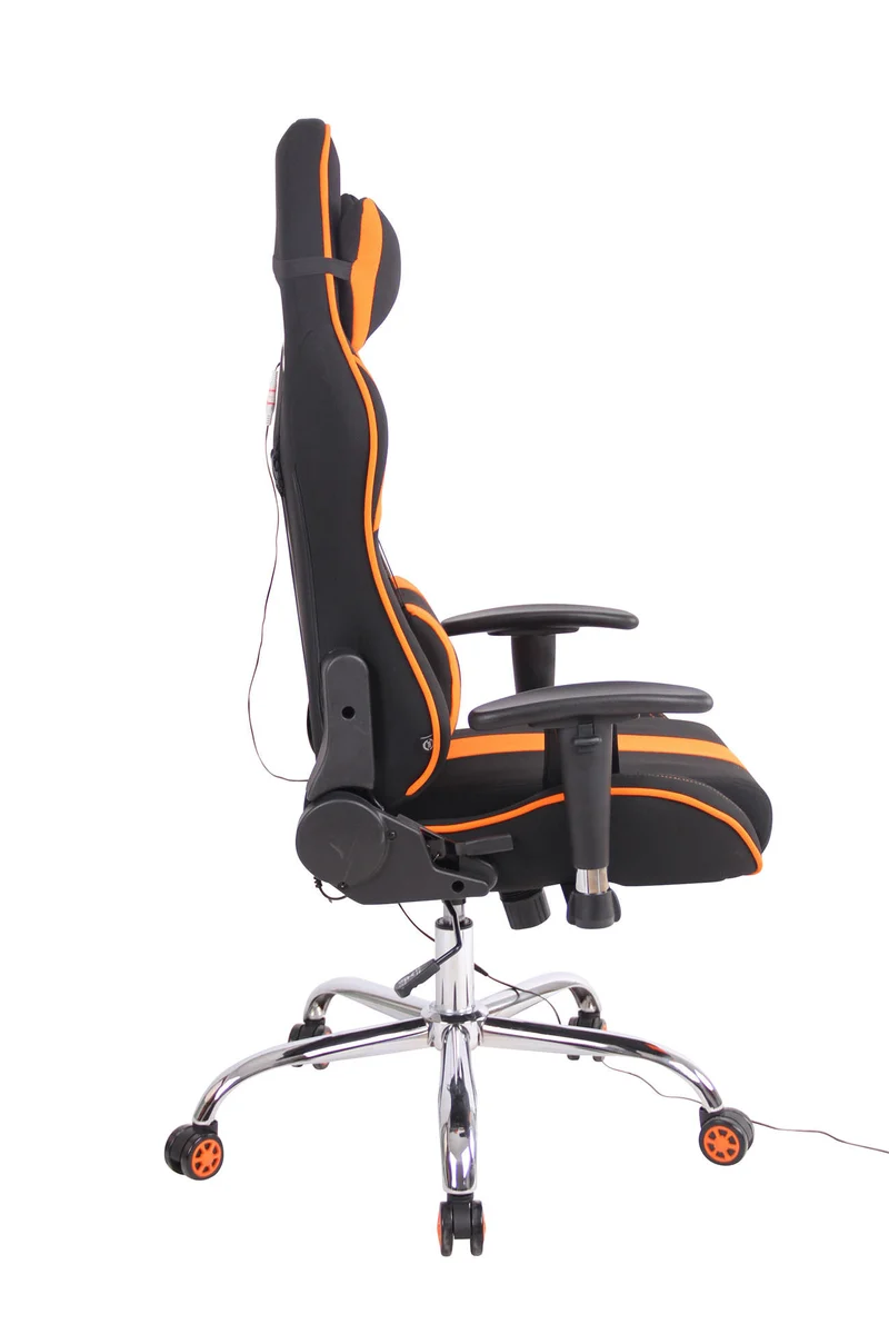 Fauteuil de bureau gamer design sportif fonction de massage chauffant avec coussins en tissu noir / orange 10_0002536