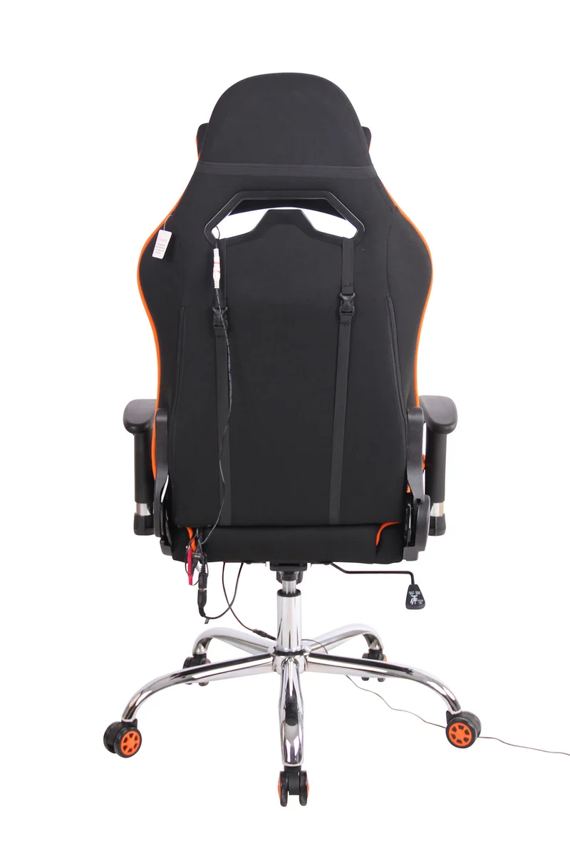 Fauteuil de bureau gamer design sportif fonction de massage chauffant avec coussins en tissu noir / orange 10_0002536