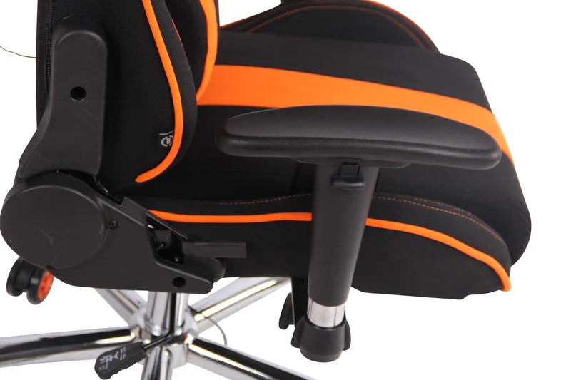 Fauteuil de bureau gamer design sportif fonction de massage chauffant avec coussins en tissu noir / orange 10_0002536