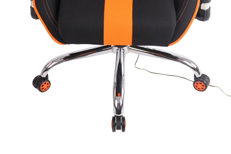 Fauteuil de bureau gamer design sportif fonction de massage chauffant avec coussins en tissu noir / orange 10_0002536