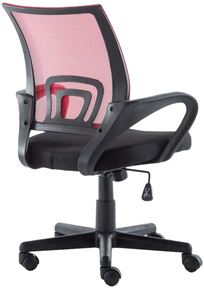 Fauteuil de bureau sur roulettes hauteur réglable en maille de filet de nylon rouge 10_0002498