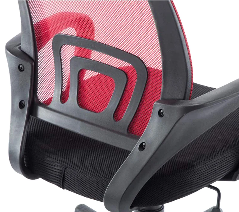 Fauteuil de bureau sur roulettes hauteur réglable en maille de filet de nylon rouge 10_0002498