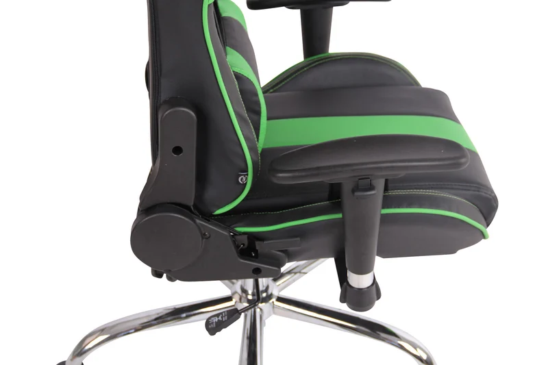 Fauteuil de bureau gamer design sportif fonction de massage chauffant avec coussins en PVC noir / vert 10_0002532