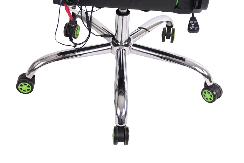 Fauteuil de bureau gamer design sportif fonction de massage chauffant avec coussins en PVC noir / vert 10_0002532