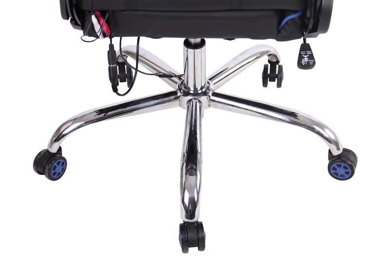 Fauteuil de bureau gamer design sportif fonction de massage chauffant avec coussins en PVC noir / bleu 10_0002530