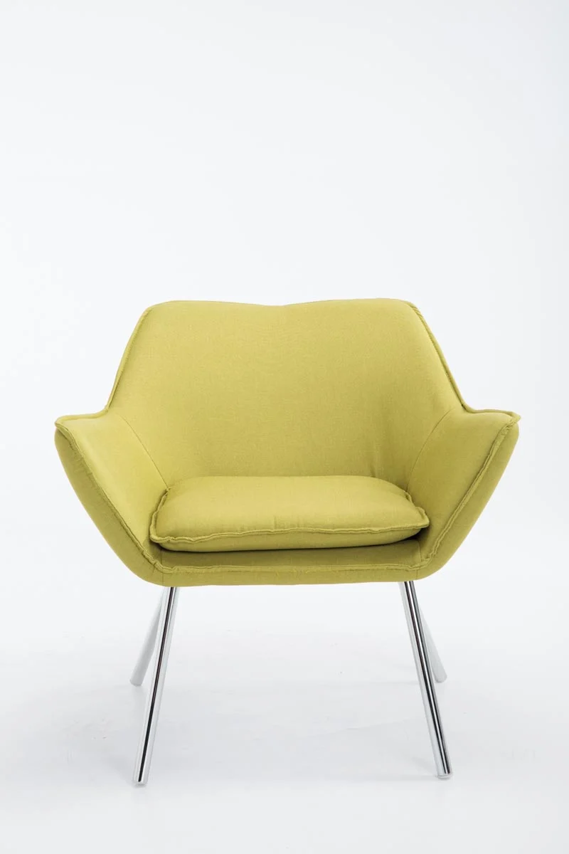 Fauteuil lounge avec accoudoirs en tissu vert structure à 4 pieds en métal 10_0002789