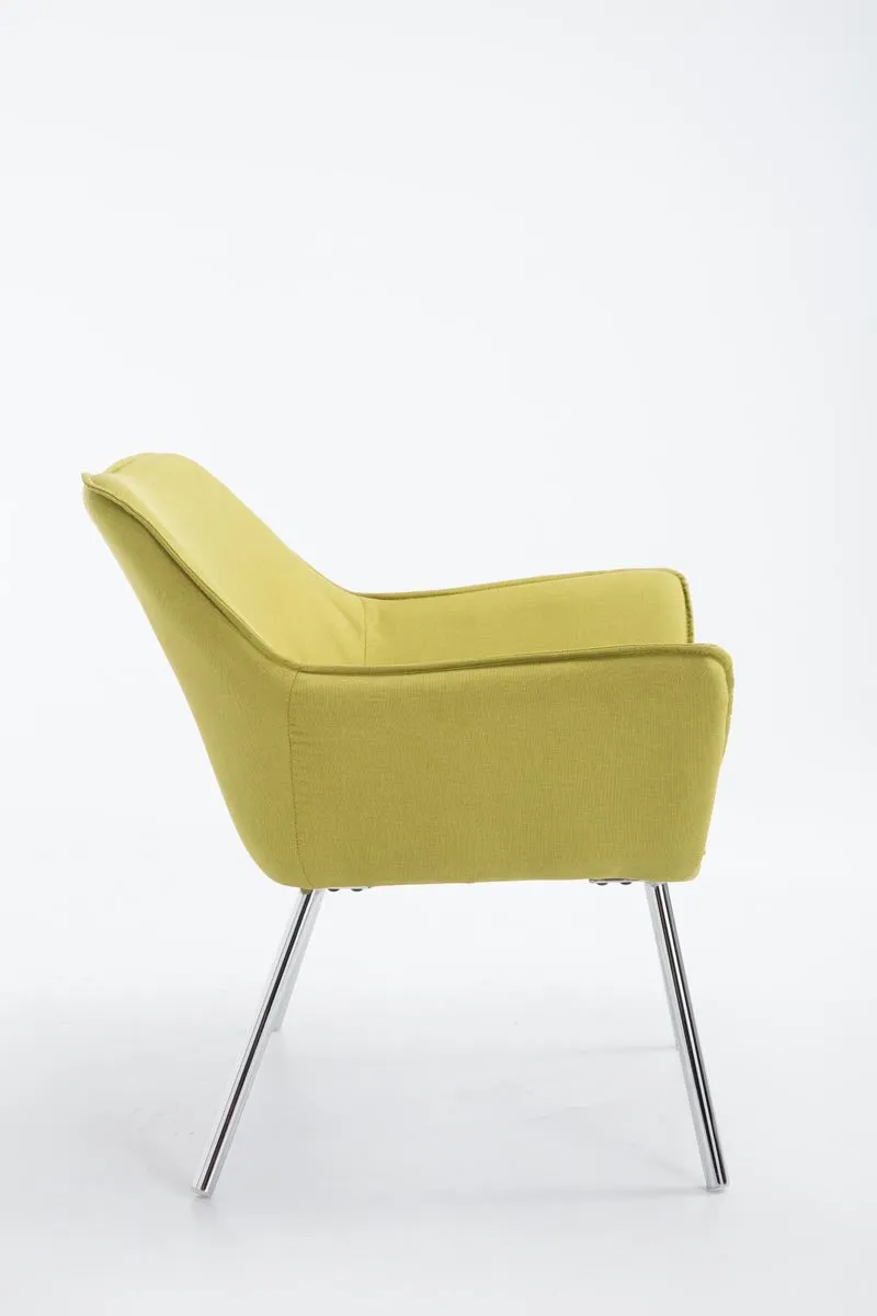 Fauteuil lounge avec accoudoirs en tissu vert structure à 4 pieds en métal 10_0002789