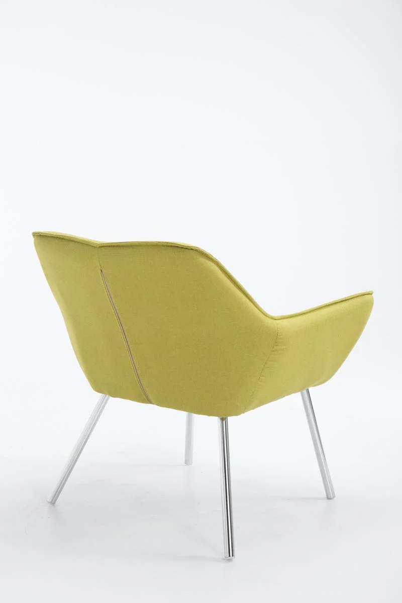 Fauteuil lounge avec accoudoirs en tissu vert structure à 4 pieds en métal 10_0002789
