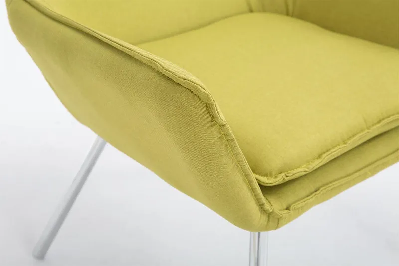 Fauteuil lounge avec accoudoirs en tissu vert structure à 4 pieds en métal 10_0002789