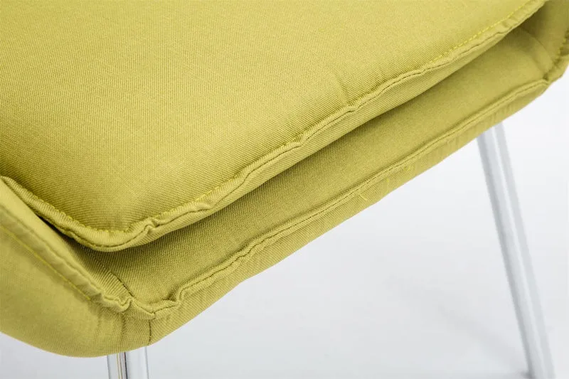 Fauteuil lounge avec accoudoirs en tissu vert structure à 4 pieds en métal 10_0002789