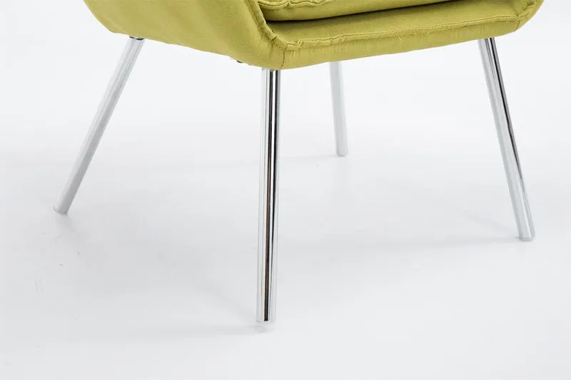 Fauteuil lounge avec accoudoirs en tissu vert structure à 4 pieds en métal 10_0002789