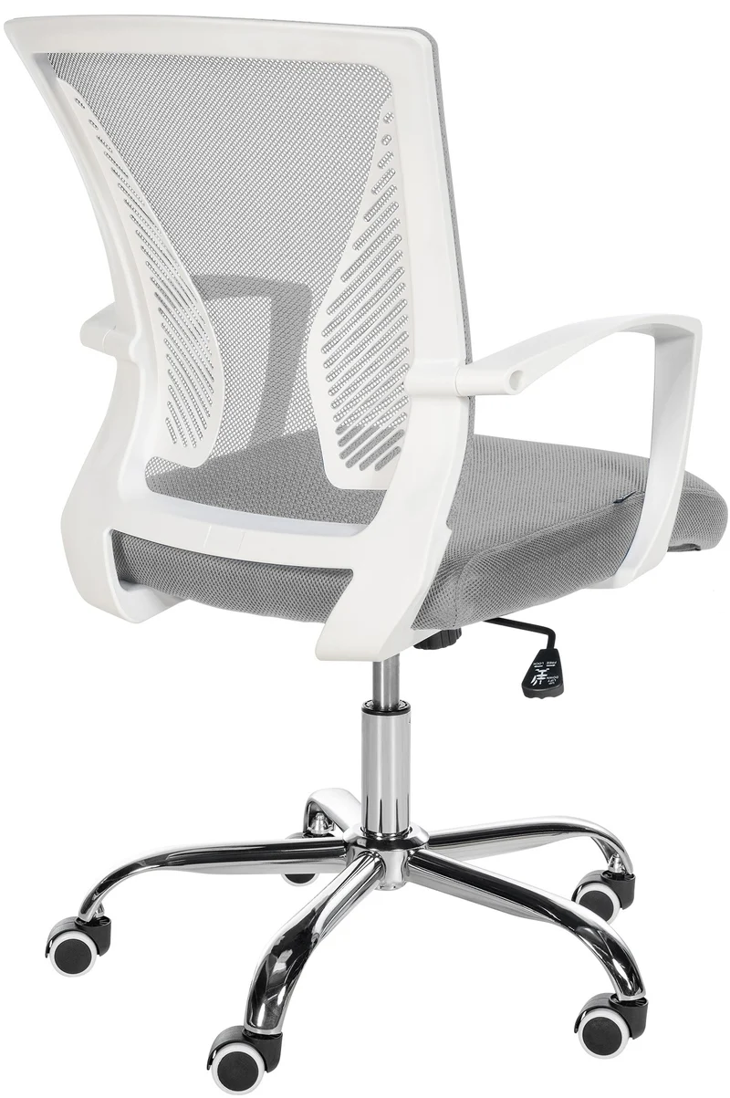 Chaise de bureau hauteur réglable avec revêtement en maille respirante microfibre gris pieds métal chromé 10_0002690
