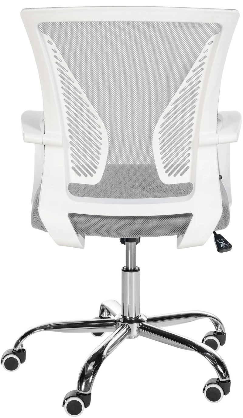 Chaise de bureau hauteur réglable avec revêtement en maille respirante microfibre gris pieds métal chromé 10_0002690