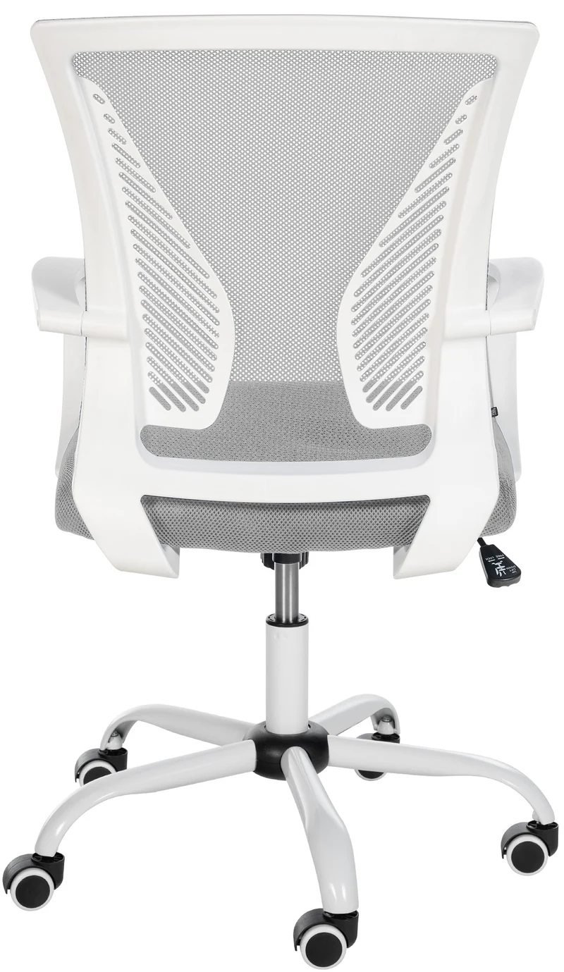 Chaise de bureau hauteur réglable avec revêtement en maille respirante microfibre gris clair pieds métal blanc 10_0002693