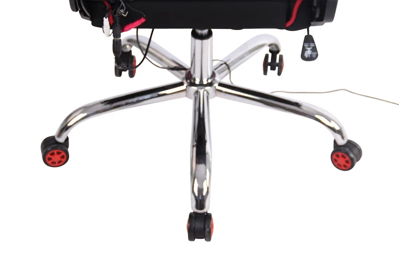 Fauteuil de bureau gamer design sportif fonction de massage chauffant avec coussins en tissu noir / rouge 10_0002533