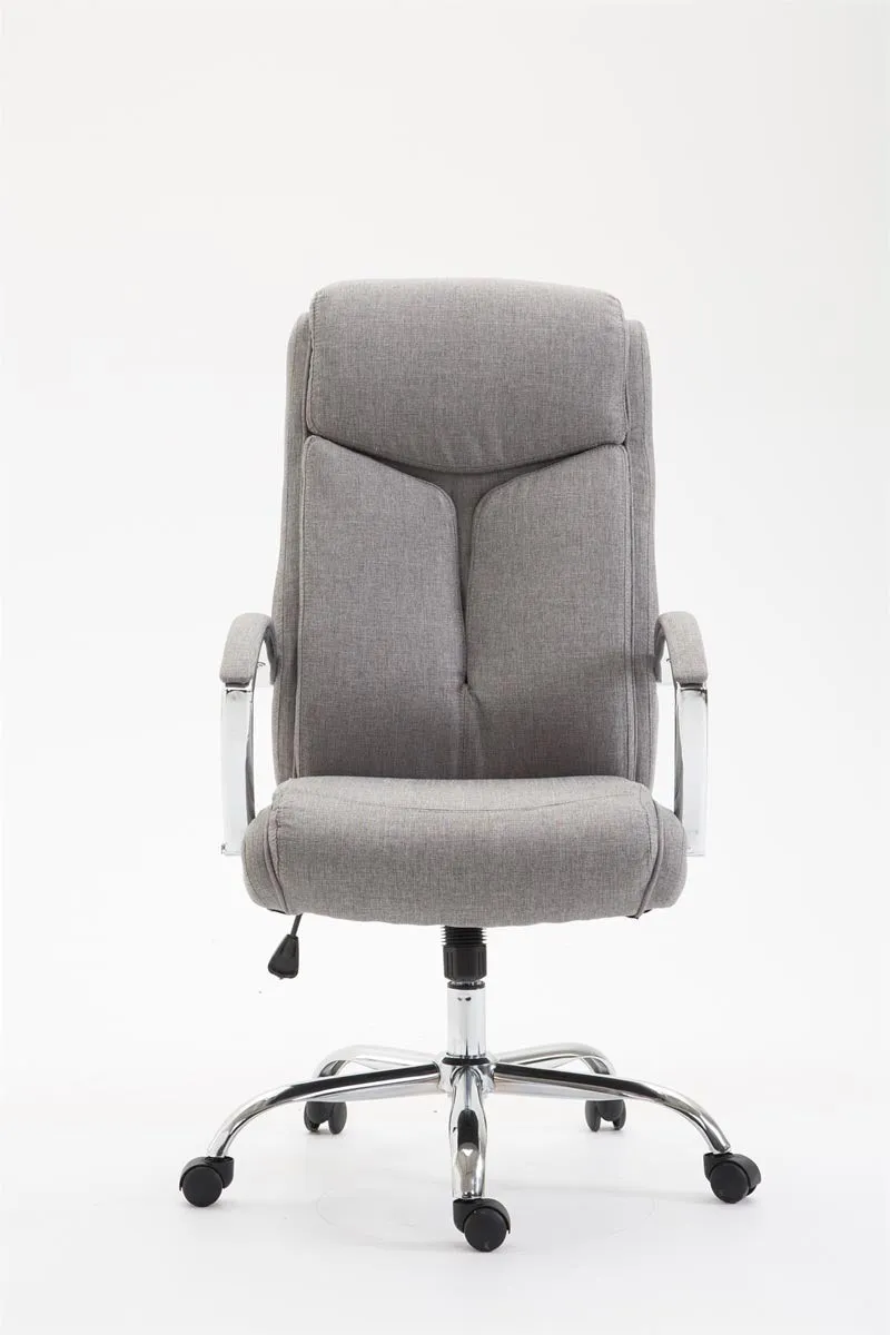Fauteuil de bureau XL mécanisme d'inclinaison pivotant en tissu gris et métal chromé 10_0002709