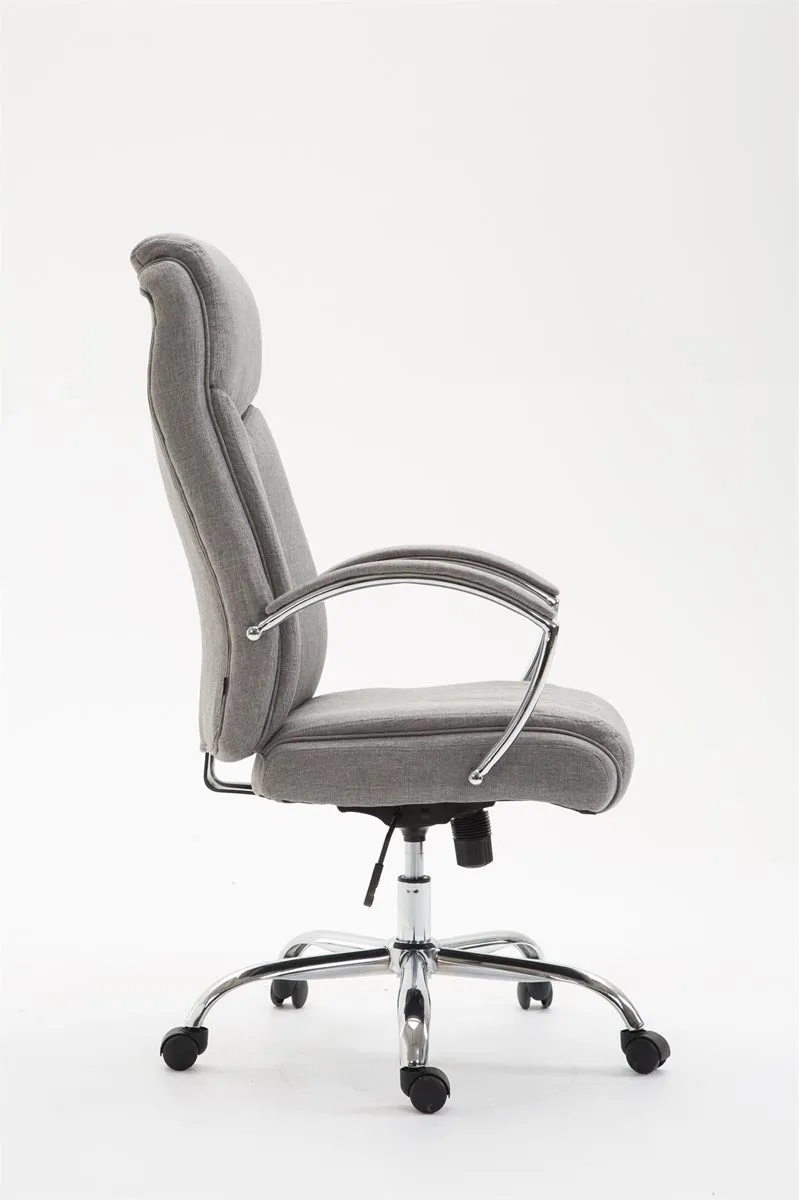 Fauteuil de bureau XL mécanisme d'inclinaison pivotant en tissu gris et métal chromé 10_0002709