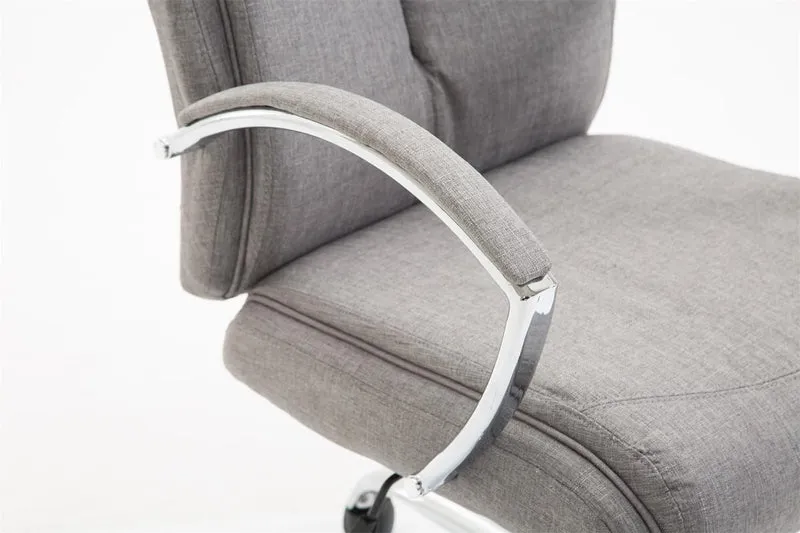 Fauteuil de bureau XL mécanisme d'inclinaison pivotant en tissu gris et métal chromé 10_0002709