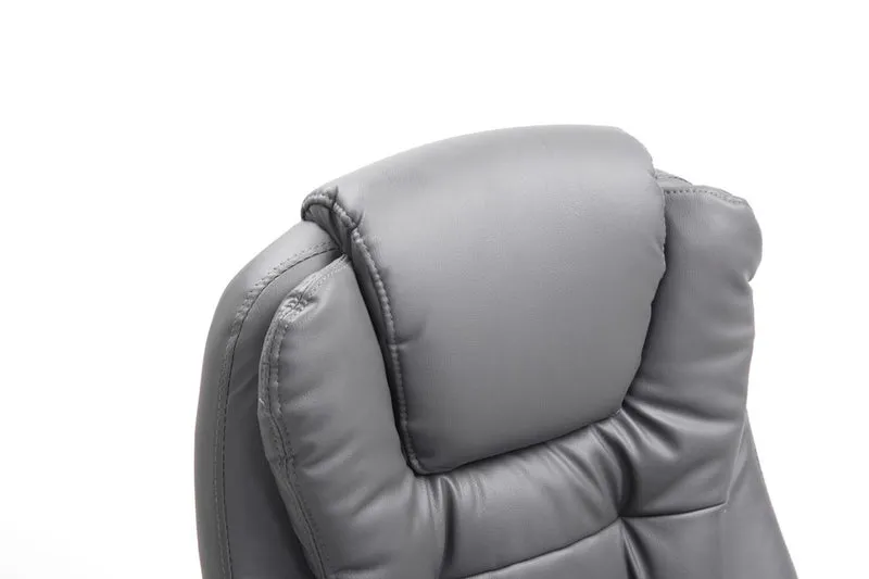 Fauteuil de bureau sur roulettes confortablement rembourrés avec accoudoirs en PVC gris et métal chromé 10_0002658