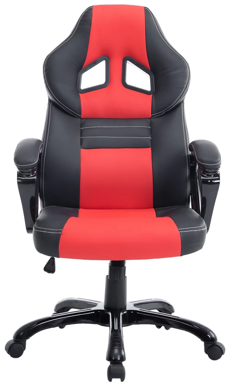 Fauteuil de bureau gaming sur roulettes mécanisme d'inclinaison en PVC noir / rouge et plastique 10_0002595