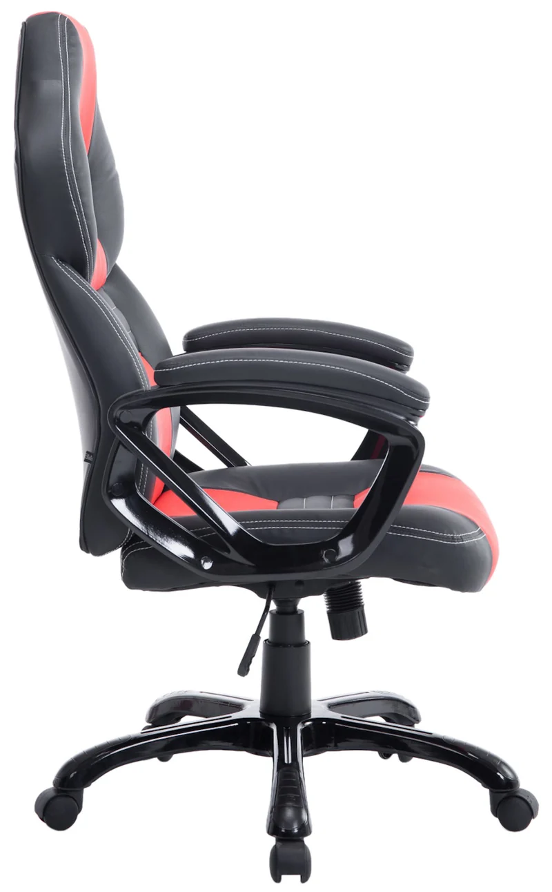 Fauteuil de bureau gaming sur roulettes mécanisme d'inclinaison en PVC noir / rouge et plastique 10_0002595