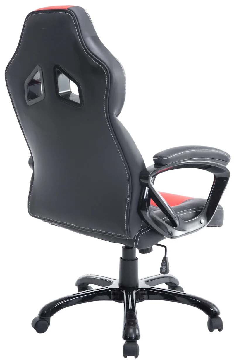 Fauteuil de bureau gaming sur roulettes mécanisme d'inclinaison en PVC noir / rouge et plastique 10_0002595