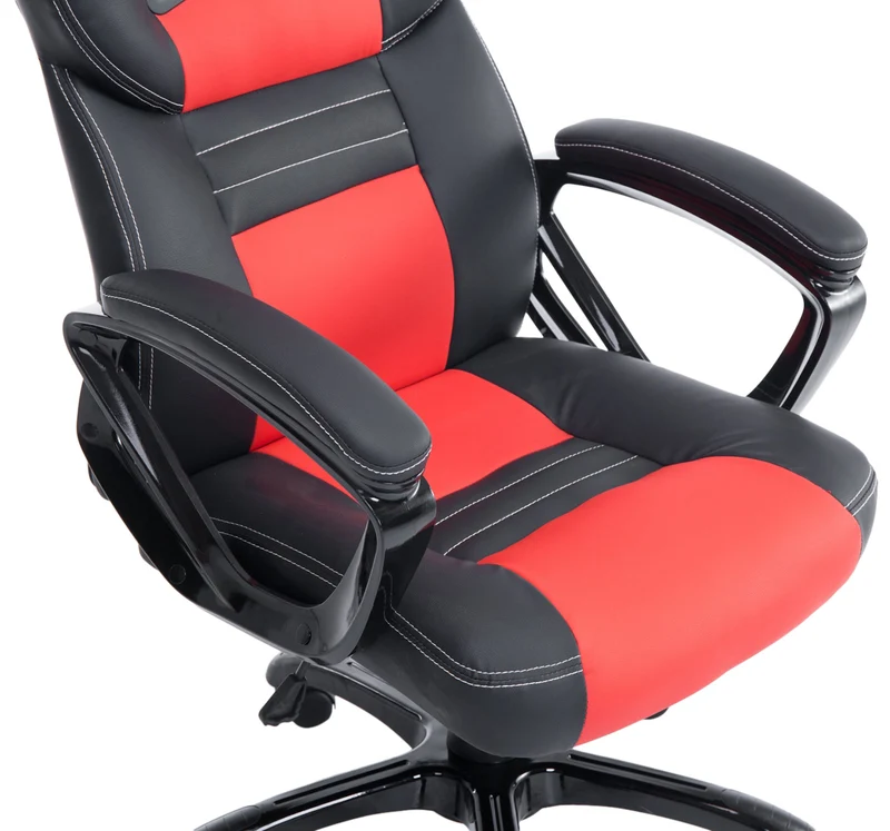 Fauteuil de bureau gaming sur roulettes mécanisme d'inclinaison en PVC noir / rouge et plastique 10_0002595