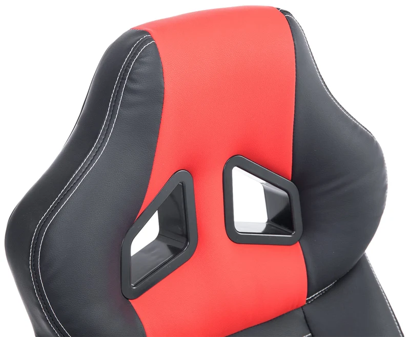 Fauteuil de bureau gaming sur roulettes mécanisme d'inclinaison en PVC noir / rouge et plastique 10_0002595