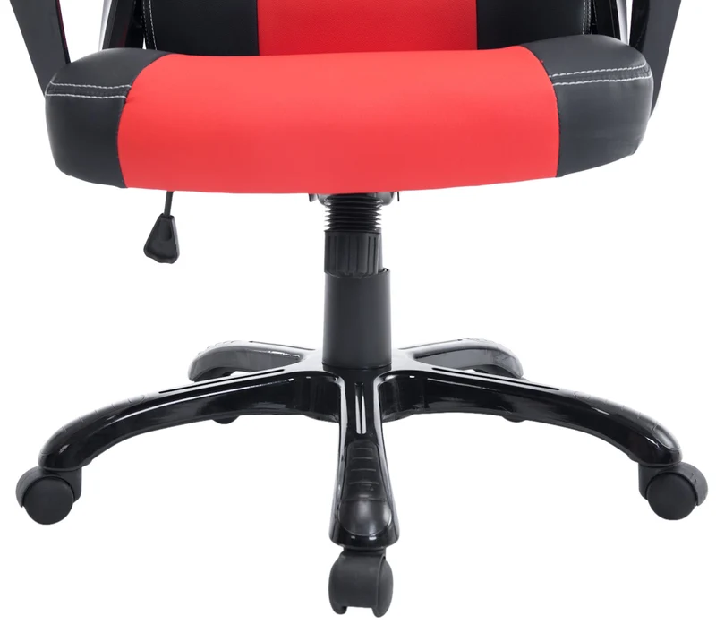 Fauteuil de bureau gaming sur roulettes mécanisme d'inclinaison en PVC noir / rouge et plastique 10_0002595