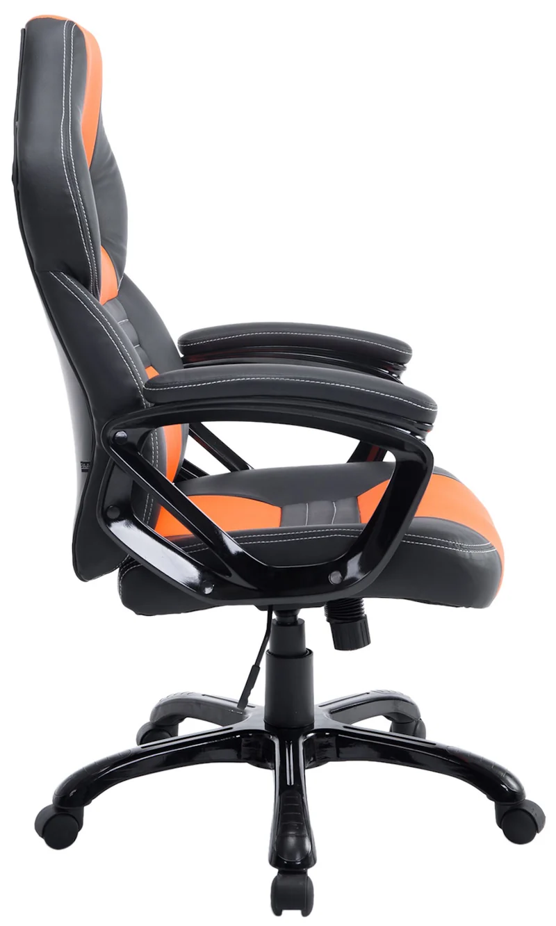 Fauteuil de bureau gaming sur roulettes mécanisme d'inclinaison en PVC noir / orange et plastique 10_0002599