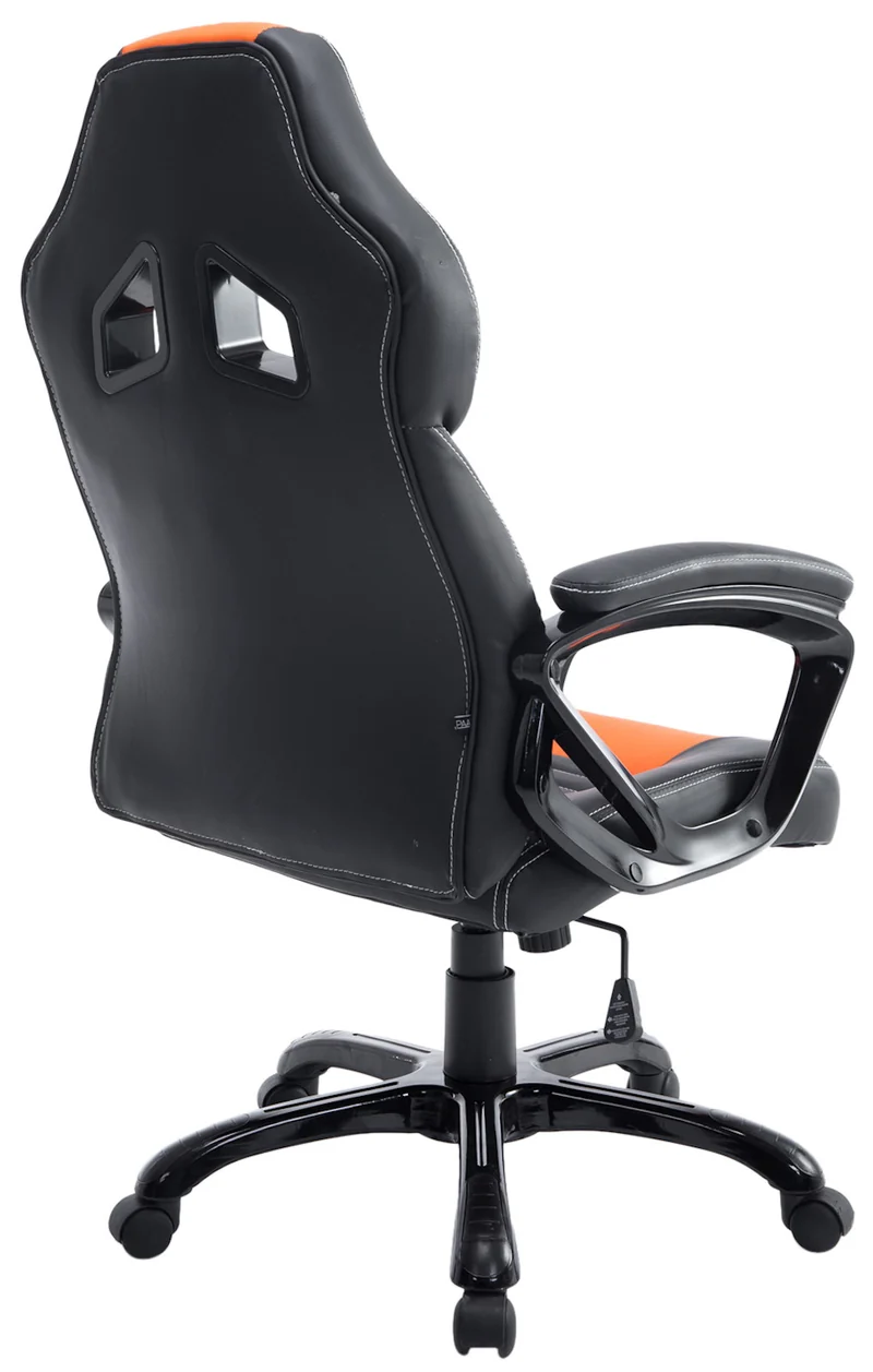 Fauteuil de bureau gaming sur roulettes mécanisme d'inclinaison en PVC noir / orange et plastique 10_0002599