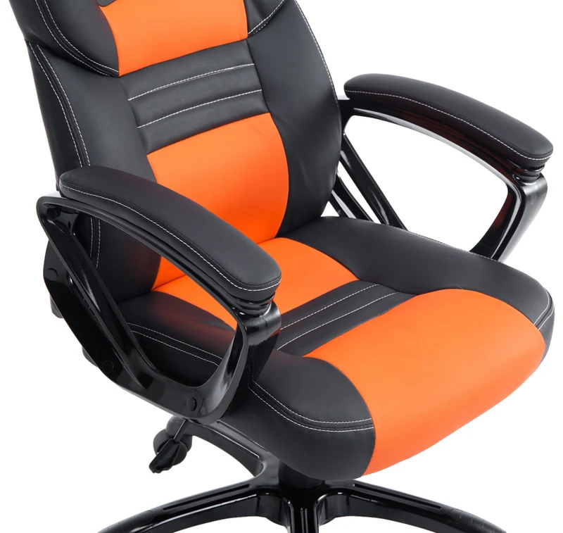 Fauteuil de bureau gaming sur roulettes mécanisme d'inclinaison en PVC noir / orange et plastique 10_0002599