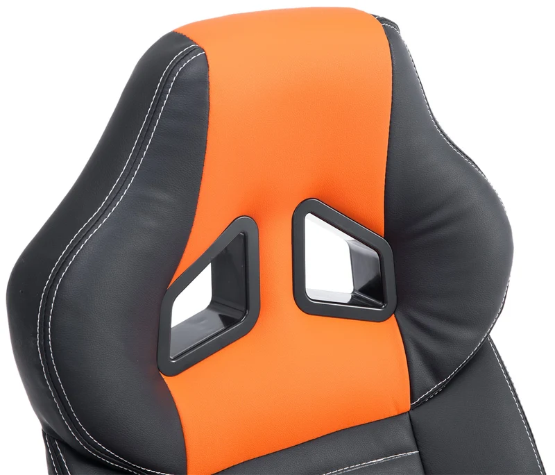 Fauteuil de bureau gaming sur roulettes mécanisme d'inclinaison en PVC noir / orange et plastique 10_0002599