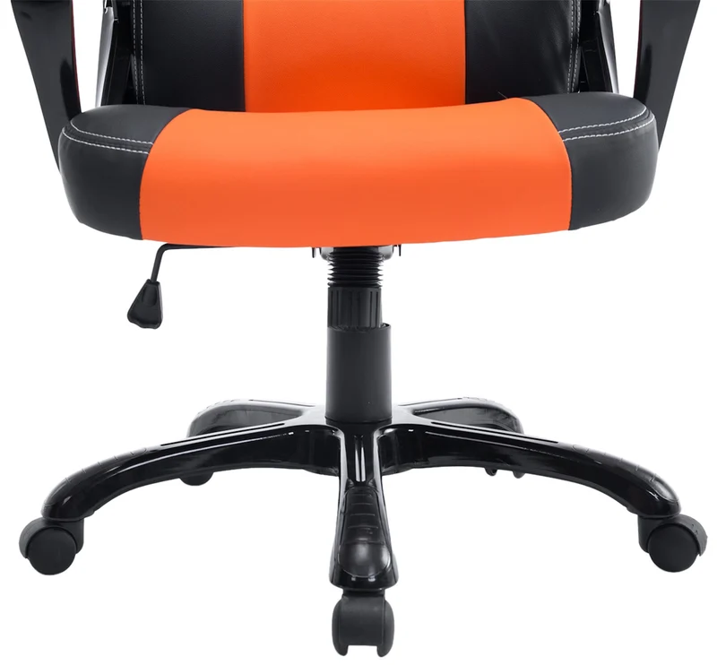 Fauteuil de bureau gaming sur roulettes mécanisme d'inclinaison en PVC noir / orange et plastique 10_0002599