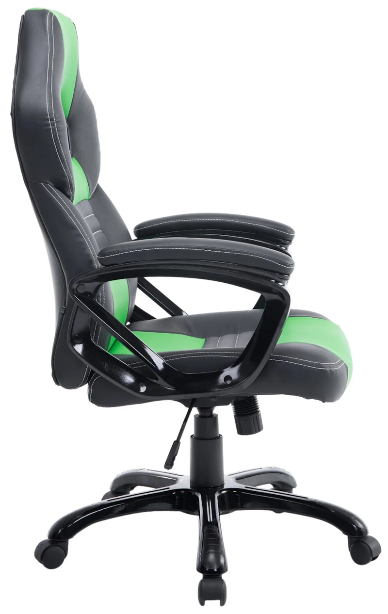 Fauteuil de bureau gaming sur roulettes mécanisme d'inclinaison en PVC noir / vert et plastique 10_0002598