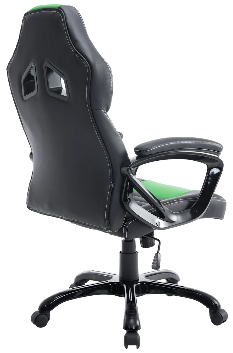 Fauteuil de bureau gaming sur roulettes mécanisme d'inclinaison en PVC noir / vert et plastique 10_0002598