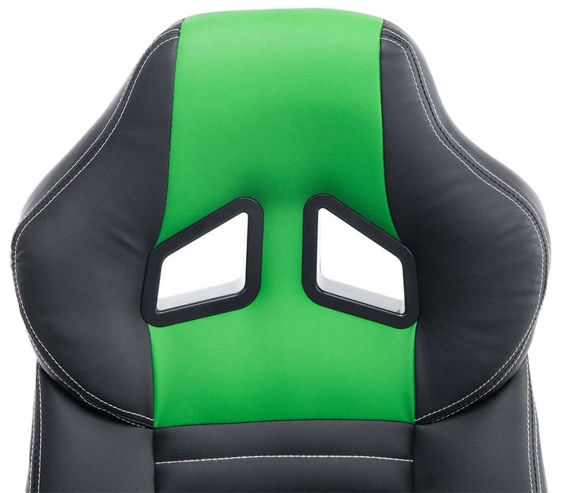 Fauteuil de bureau gaming sur roulettes mécanisme d'inclinaison en PVC noir / vert et plastique 10_0002598