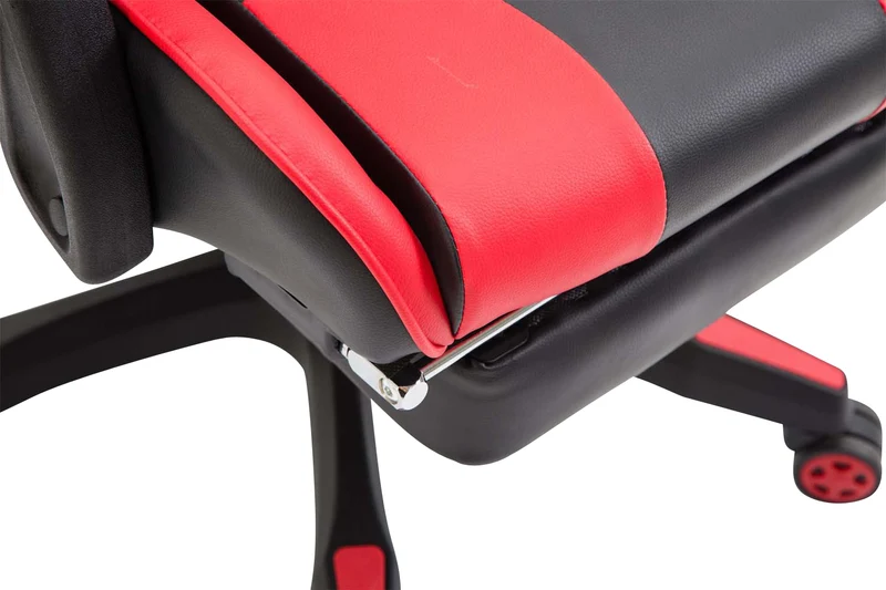Fauteuil de bureau repose-pieds télescopique design sportif gamer en PVC noir / rouge et plastique 10_0002504
