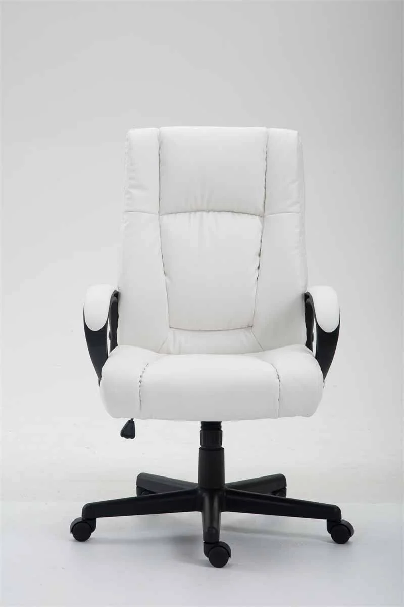 Fauteuil de bureau XL sur roulettes avec accoudoirs mécanisme d'inclinaison plastique PVC blanc 10_0002717