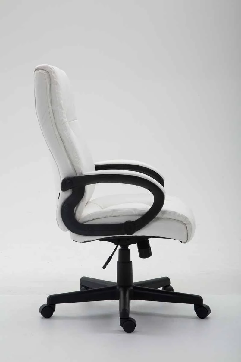 Fauteuil de bureau XL sur roulettes avec accoudoirs mécanisme d'inclinaison plastique PVC blanc 10_0002717