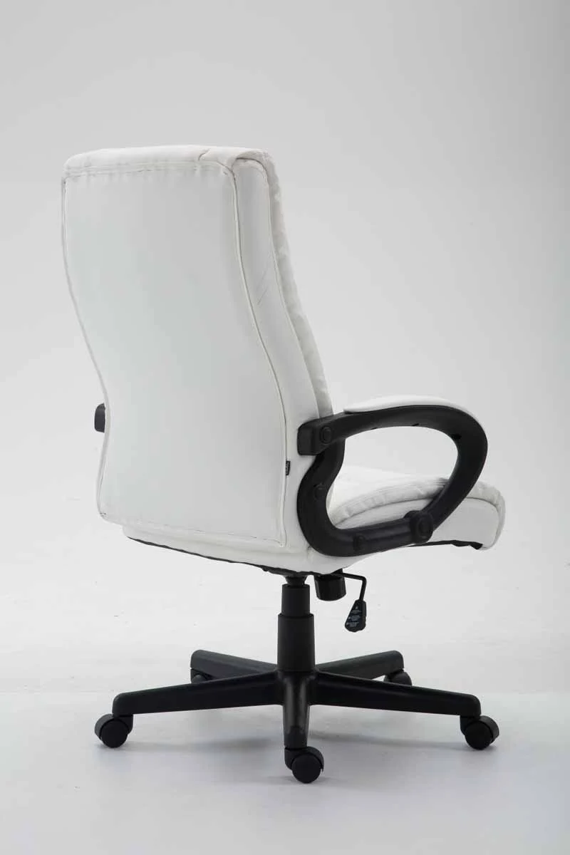 Fauteuil de bureau XL sur roulettes avec accoudoirs mécanisme d'inclinaison plastique PVC blanc 10_0002717