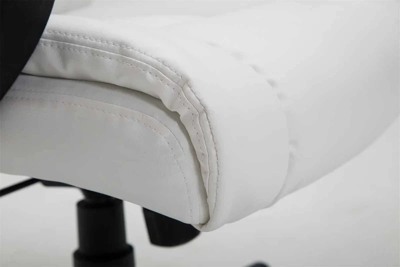 Fauteuil de bureau XL sur roulettes avec accoudoirs mécanisme d'inclinaison plastique PVC blanc 10_0002717