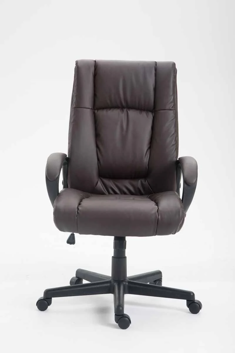 Fauteuil de bureau XL sur roulettes avec accoudoirs mécanisme d'inclinaison plastique PVC marron 10_0002716