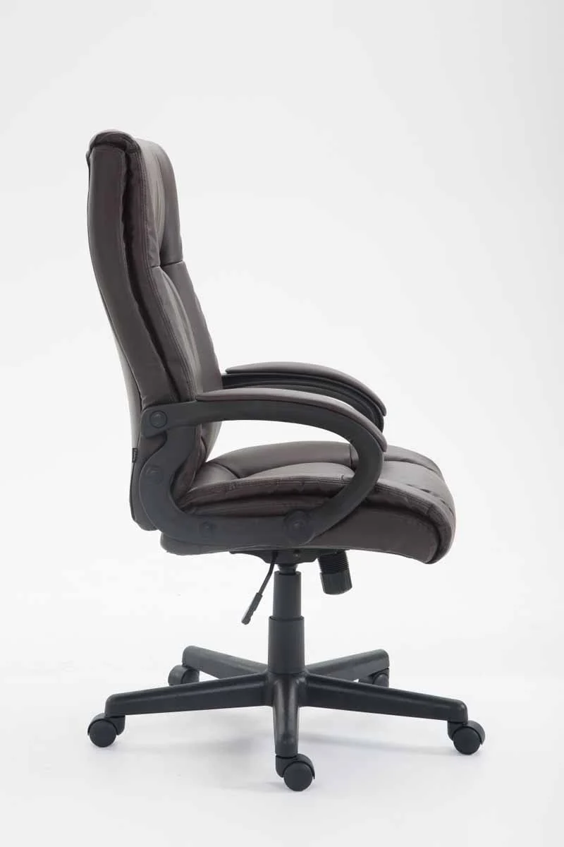 Fauteuil de bureau XL sur roulettes avec accoudoirs mécanisme d'inclinaison plastique PVC marron 10_0002716