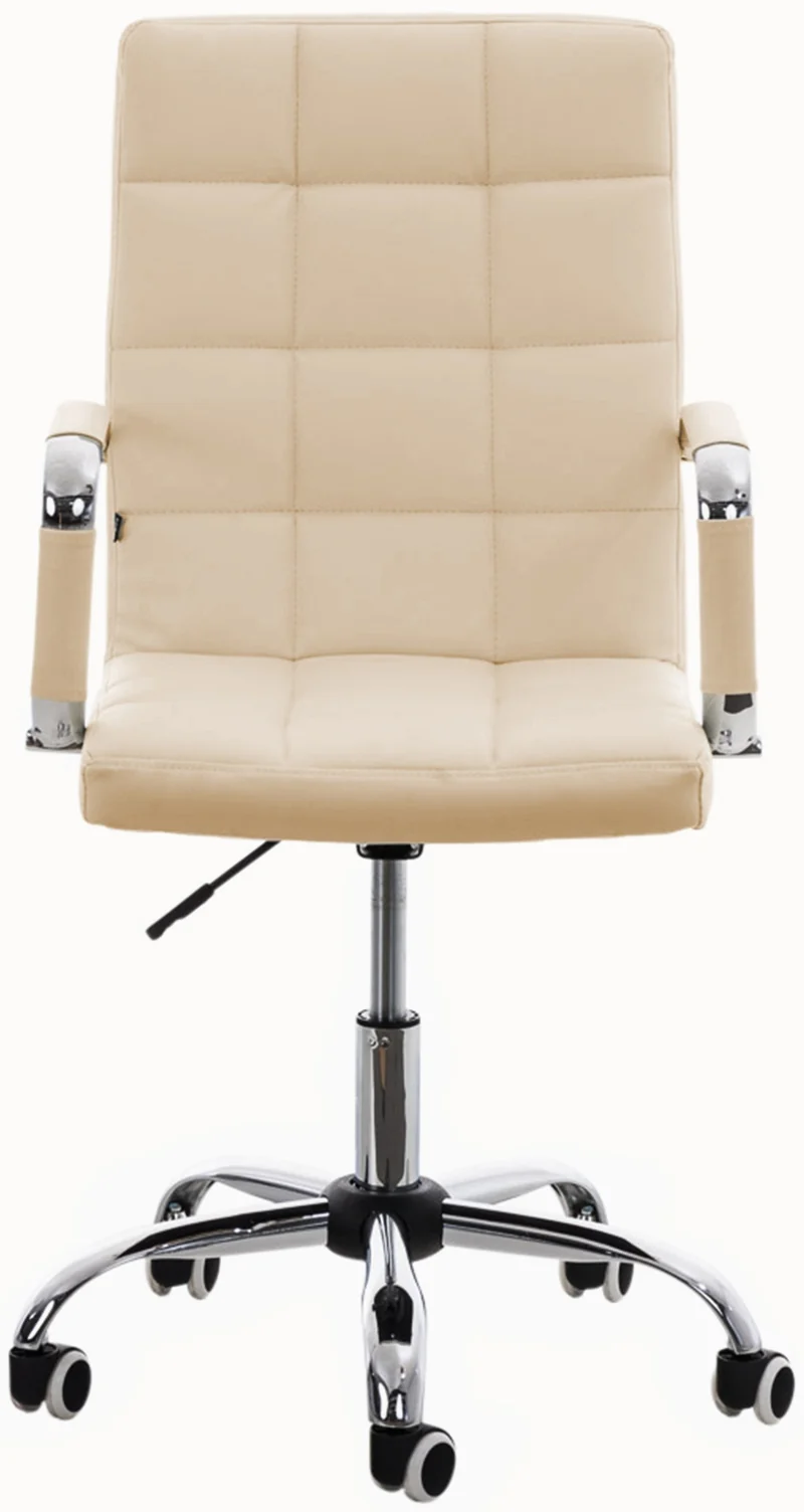 Chaise de bureau mécanisme d'inclinaison hauteur réglable en PVC crème et métal chromé 10_0002480