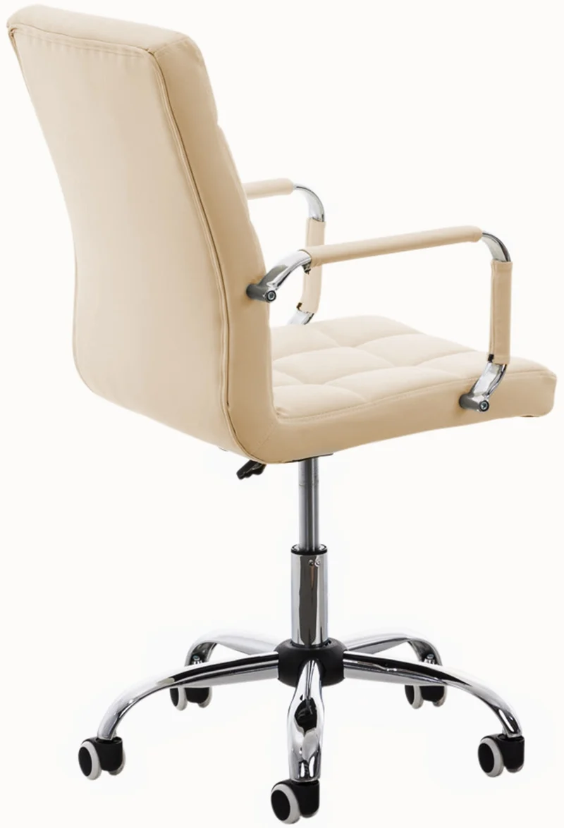 Chaise de bureau mécanisme d'inclinaison hauteur réglable en PVC crème et métal chromé 10_0002480