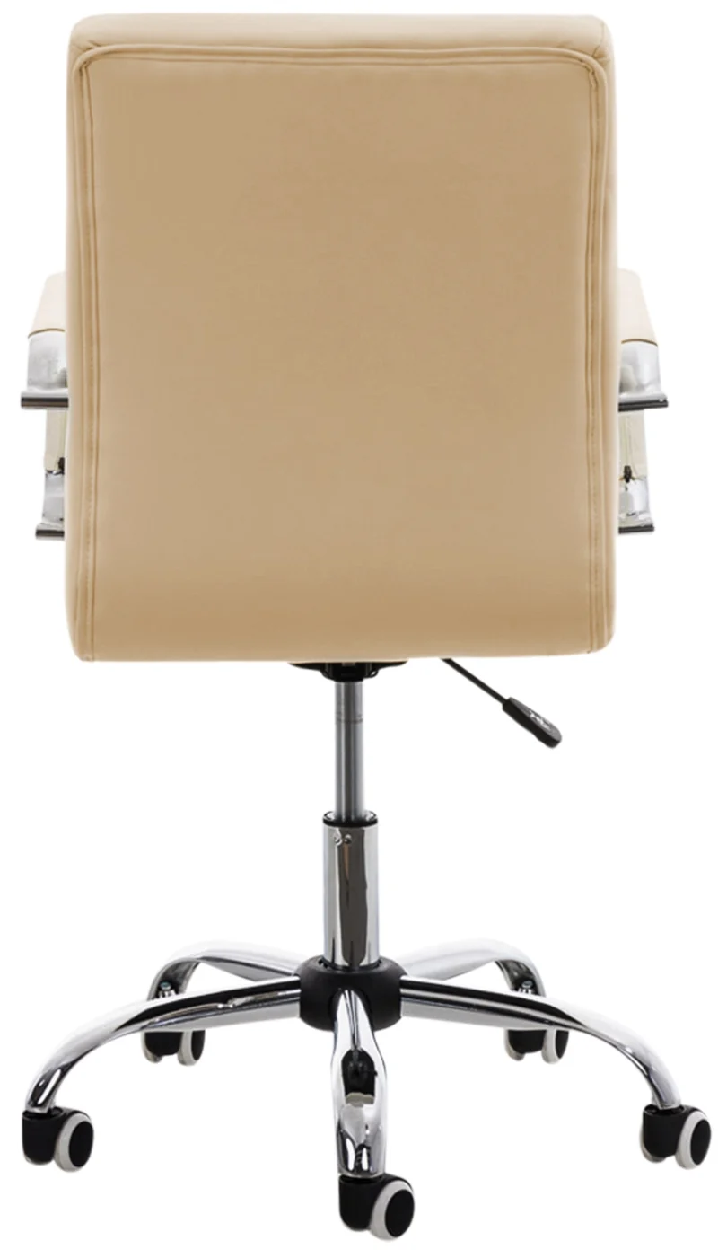 Chaise de bureau mécanisme d'inclinaison hauteur réglable en PVC crème et métal chromé 10_0002480